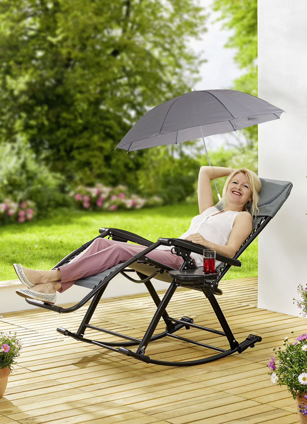 Sonnenschirm für Schaukelstuhl, Grau Sonnenschirm für Schaukelstuhl, Grau von BADER