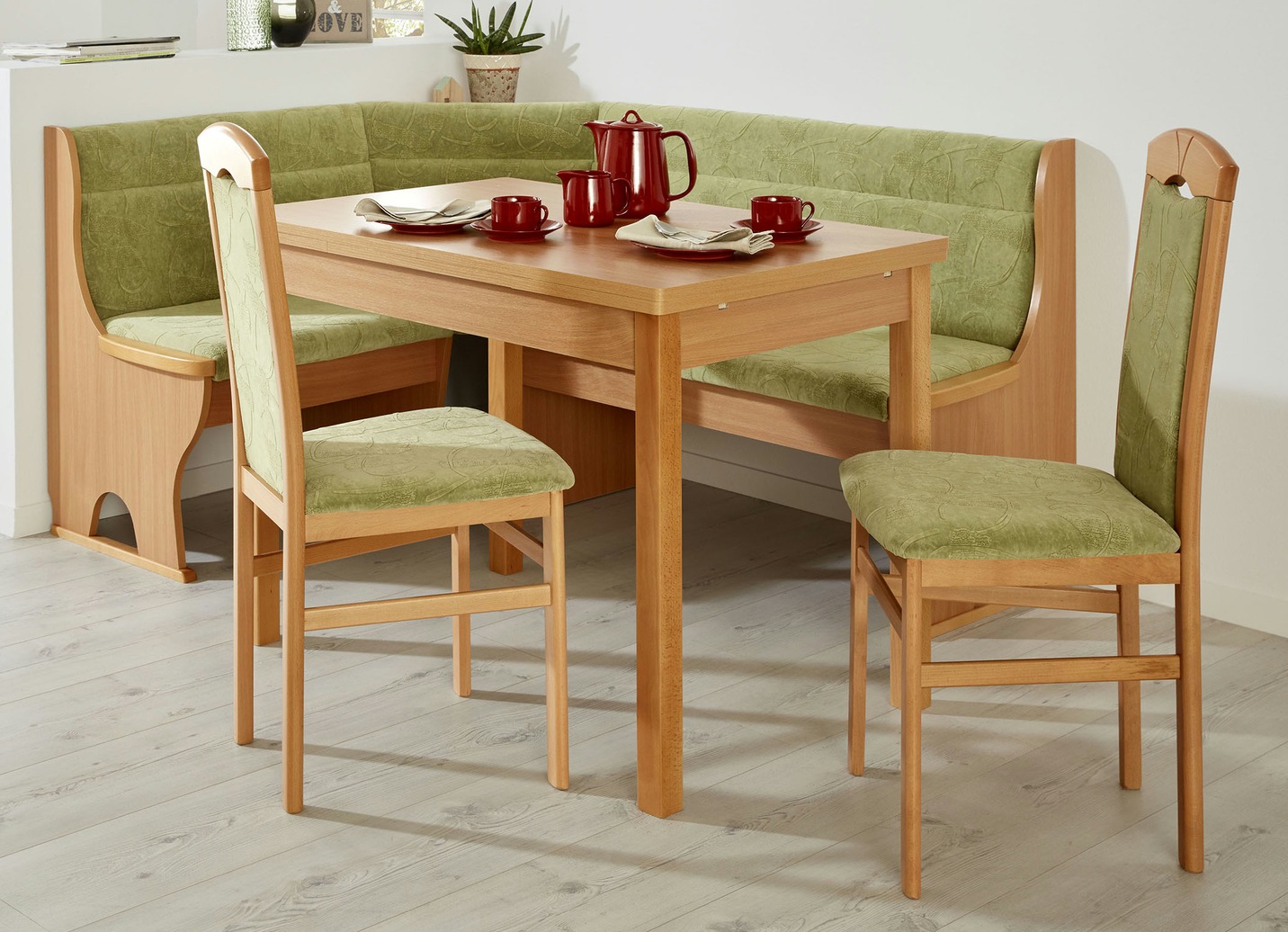 Stilvolle Esszimmermöbel, 2er-Set Stühle, Buche-Grün von BADER