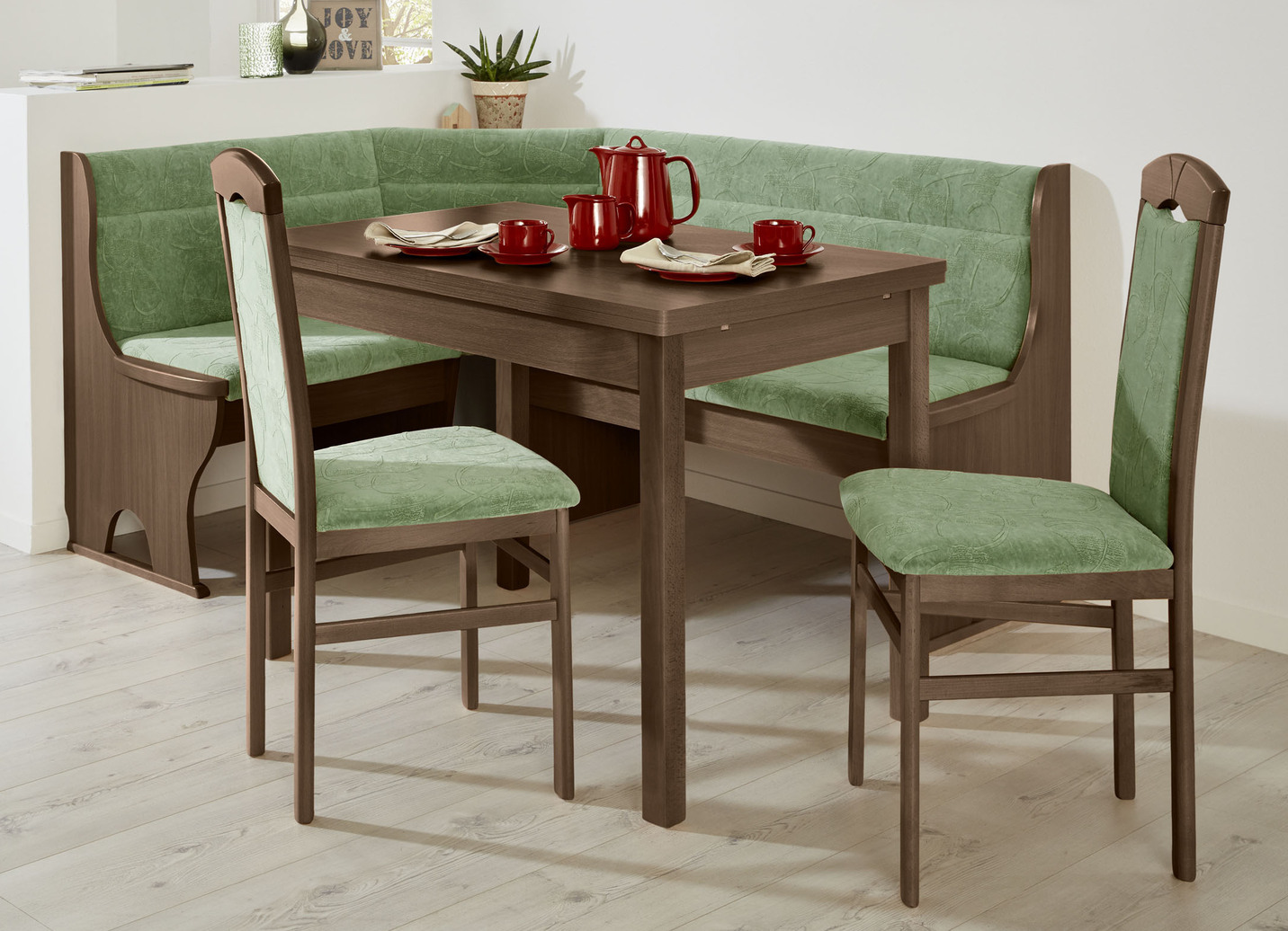 Stilvolle Esszimmermöbel, 2er-Set Stühle, Nussbaum-Grün Stilvolle Esszimmermöbel, 2er-Set Stühle, Nussbaum-Grün von BADER