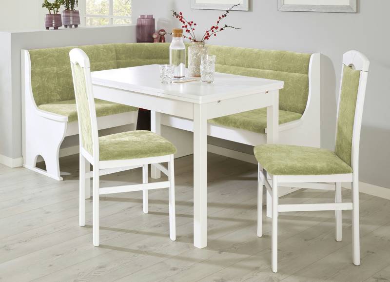 Stilvolle Esszimmermöbel, 2er-Set Stühle, Weiss-Grün von BADER