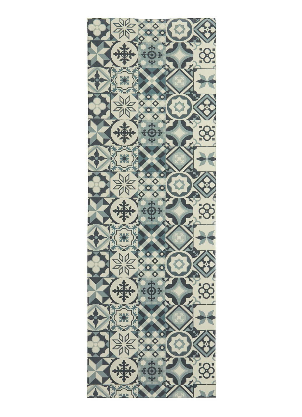 Strapazierfähiger Küchenläufer und -teppich im Fliesen-Design, Größe 110 (Küchenläufer, 50 x 150 cm), Grau von BADER