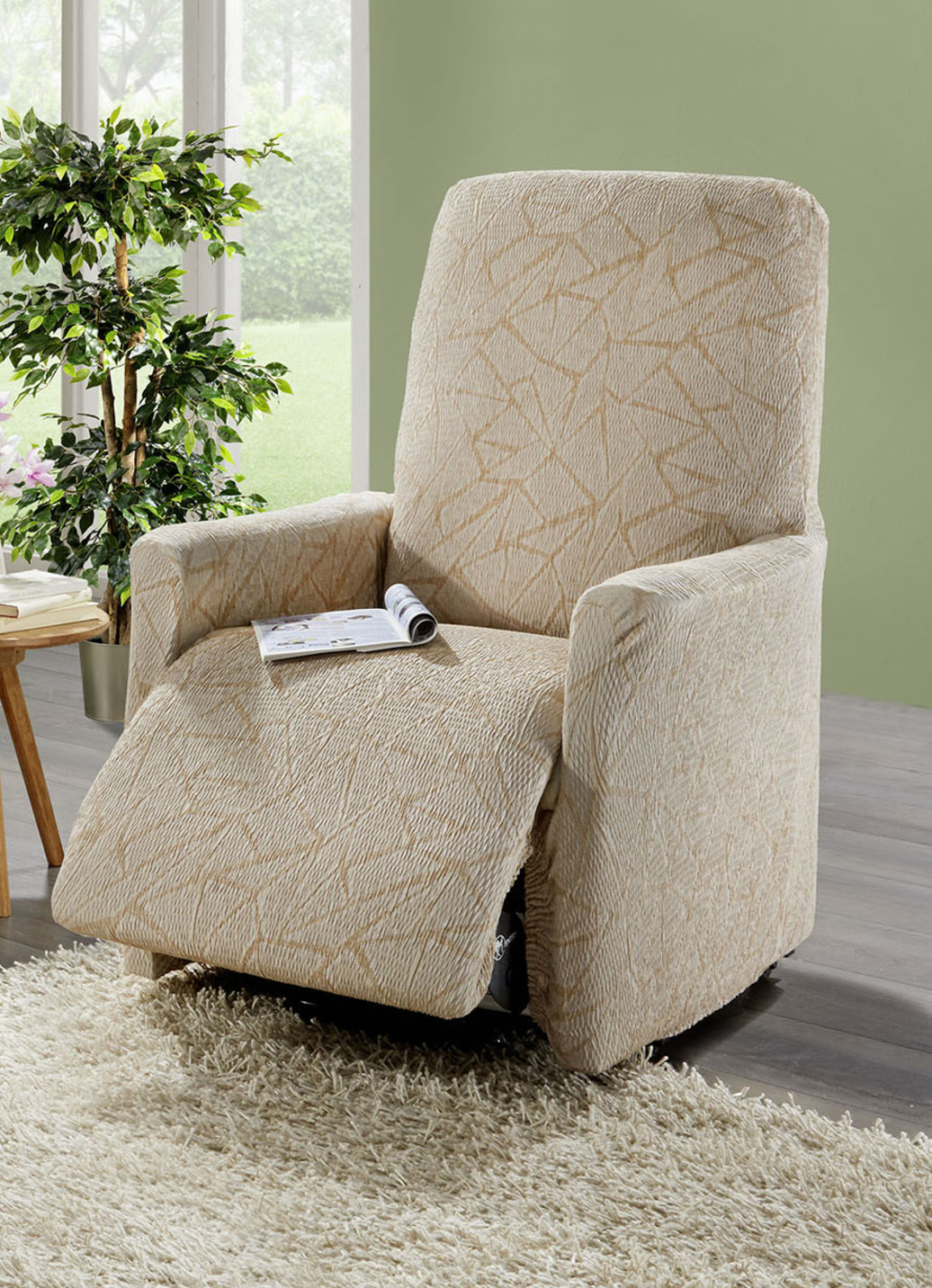 Stretchbezüge mit optimaler Passform, Größe 105 (TV-Sessel-Bezug), Beige von BADER