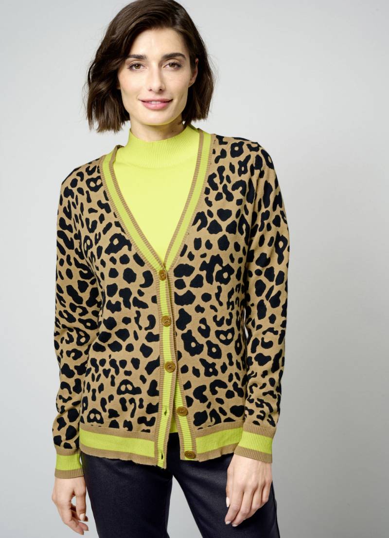 Strickjacke mit Tierfell-Optik, Camel-Schwarz-Limette, Größe 38 Strickjacke mit Tierfell-Optik, Camel-Schwarz-Limette, Größe 38 von BADER