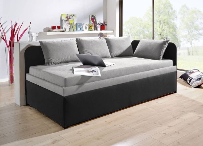 Studioliege mit beidseitig montierbarer Kopf- und Seitenblende, ohne Kissen, Maße Komfort-Liegehöhe 54 cm, Höhe 81 cm, Schwarz-Hellgrau Studioliege mit beidseitig montierbarer Kopf- und Seitenblende, ohne Kissen, Maße Komfort-Liegehöhe 54 cm, Höhe 81 cm, Schwarz-Hellgrau von BADER