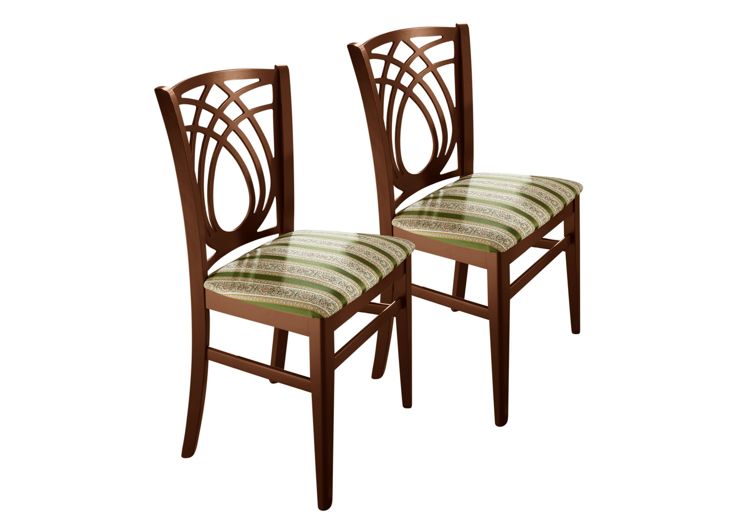 Stühle mit gestreiftem Bezug, Grün von BADER