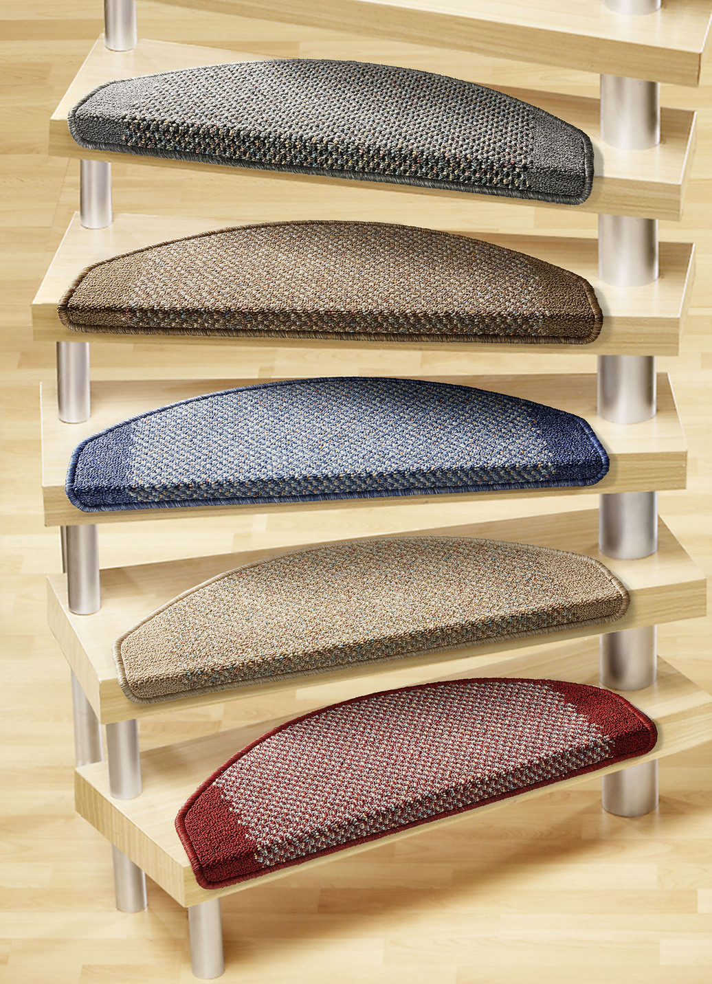 Stufenmatten mit rutschfester Latex-Rückseite, Größe 151 (Stufenmatten, 2er-Pack), Rot von BADER