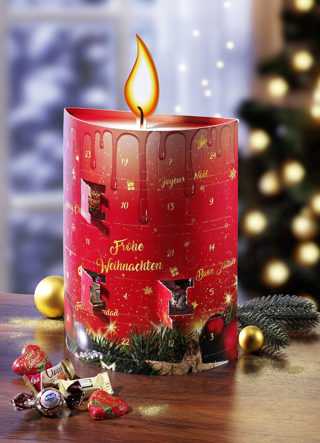 Süßer Adventskalender in Form einer Kerze, Rot Süßer Adventskalender in Form einer Kerze, Rot von BADER
