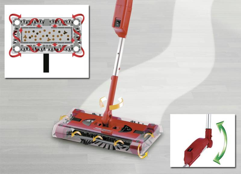 Swivel Sweeper Akku-Besen mit Power-Akku, Rot von BADER