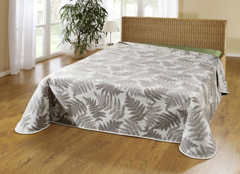 Tagesdecke mit naturnahen Blättermotiven, Größe 906 (für franz. Bett, 220x250 cm), Gold von BADER
