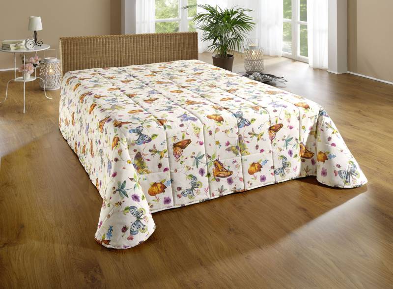 Tagesdecke und Kissenbezüge mit Schmetterlingsmotive, Größe 873 (für Einzelbett, 135x210 cm), Bunt von BADER