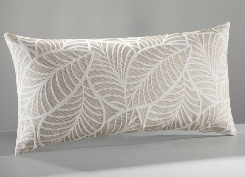 Tagesdecke und Kissenbezüge mit naturnahen Blättermotiven, Größe 924 (Kissenbezug, 40 x 80 cm), Beige von BADER
