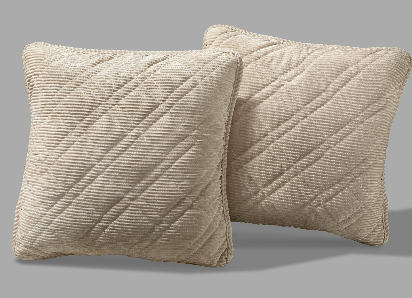 Tagesdecken in Cordoptik-Optik, Größe 920 (Kissenbezüge, 2er-Set, 40/40), Natur von BADER