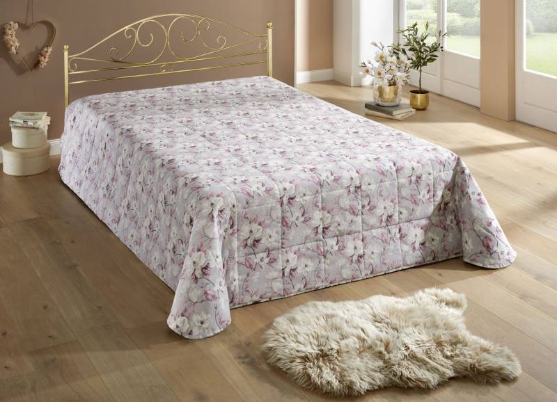 Tagesdecken mit Karosteppung und Kissenbezüge, Größe 873 (für Einzelbett, 135x210 cm), Grau von BADER