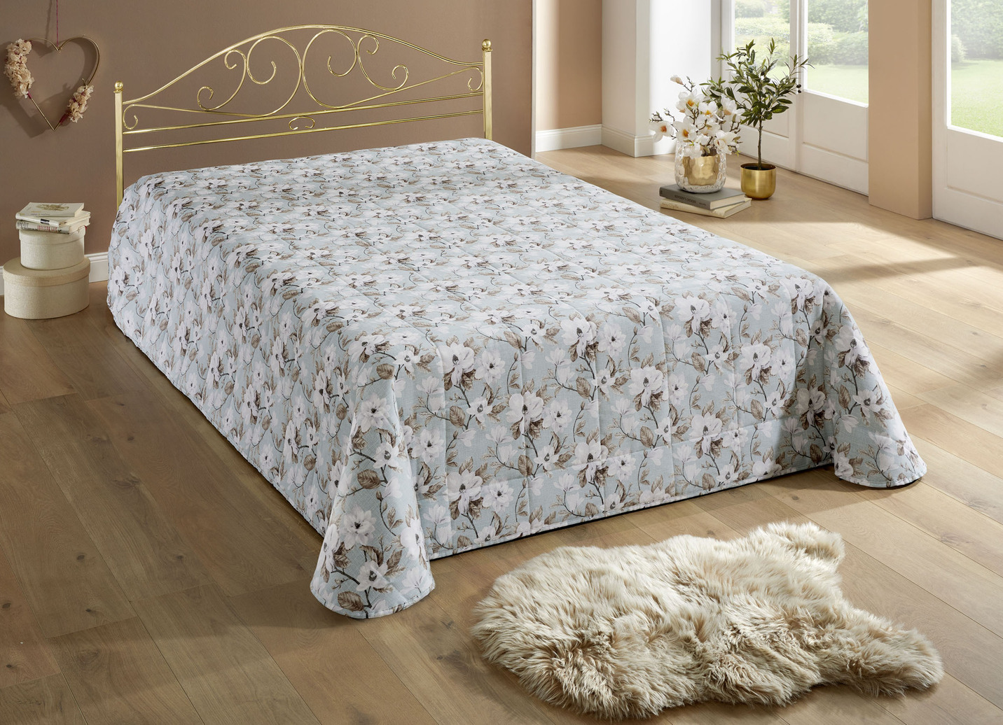 Tagesdecken mit Karosteppung und Kissenbezüge, Größe 873 (für Einzelbett, 135x210 cm), Grün von BADER