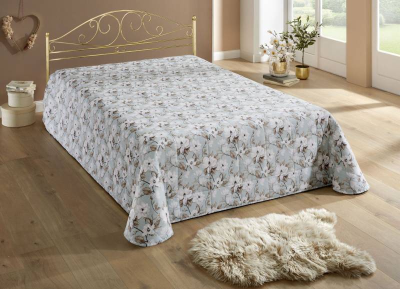 Tagesdecken mit Karosteppung und Kissenbezüge, Größe 873 (für Einzelbett, 135x210 cm), Grün von BADER