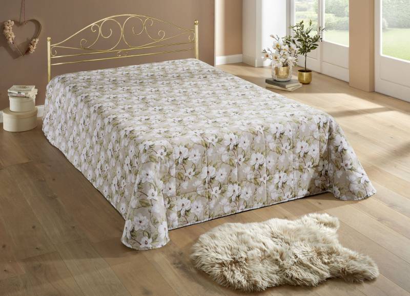 Tagesdecken mit Karosteppung und Kissenbezüge, Größe 906 (für franz. Bett, 220x250 cm), Braun von BADER