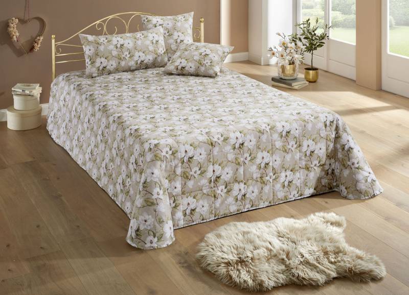 Tagesdecken mit Karosteppung und Kissenbezüge, Größe 920 (2 Kissenbezüge, 40x 40 cm), Braun von BADER