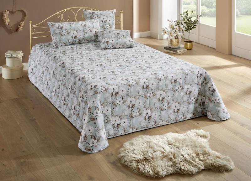 Tagesdecken mit Karosteppung und Kissenbezüge, Größe 920 (2 Kissenbezüge, 40x 40 cm), Grün von BADER