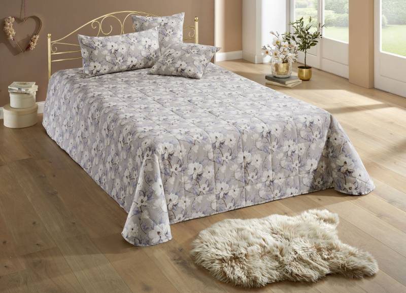 Tagesdecken mit Karosteppung und Kissenbezüge, Größe 924 (Kissenbezug, 40x 80 cm), Beige von BADER