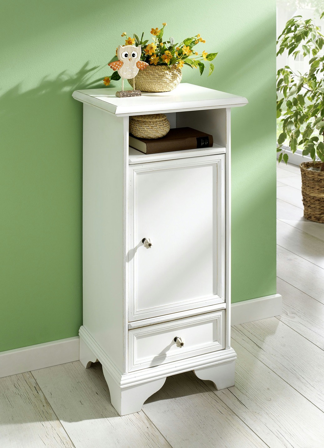 Teilmassive Kommoden mit Metallknöpfen, Kommode, 1-türig, Weiss Teilmassive Kommoden mit Metallknöpfen, Kommode, 1-türig, Weiss von BADER