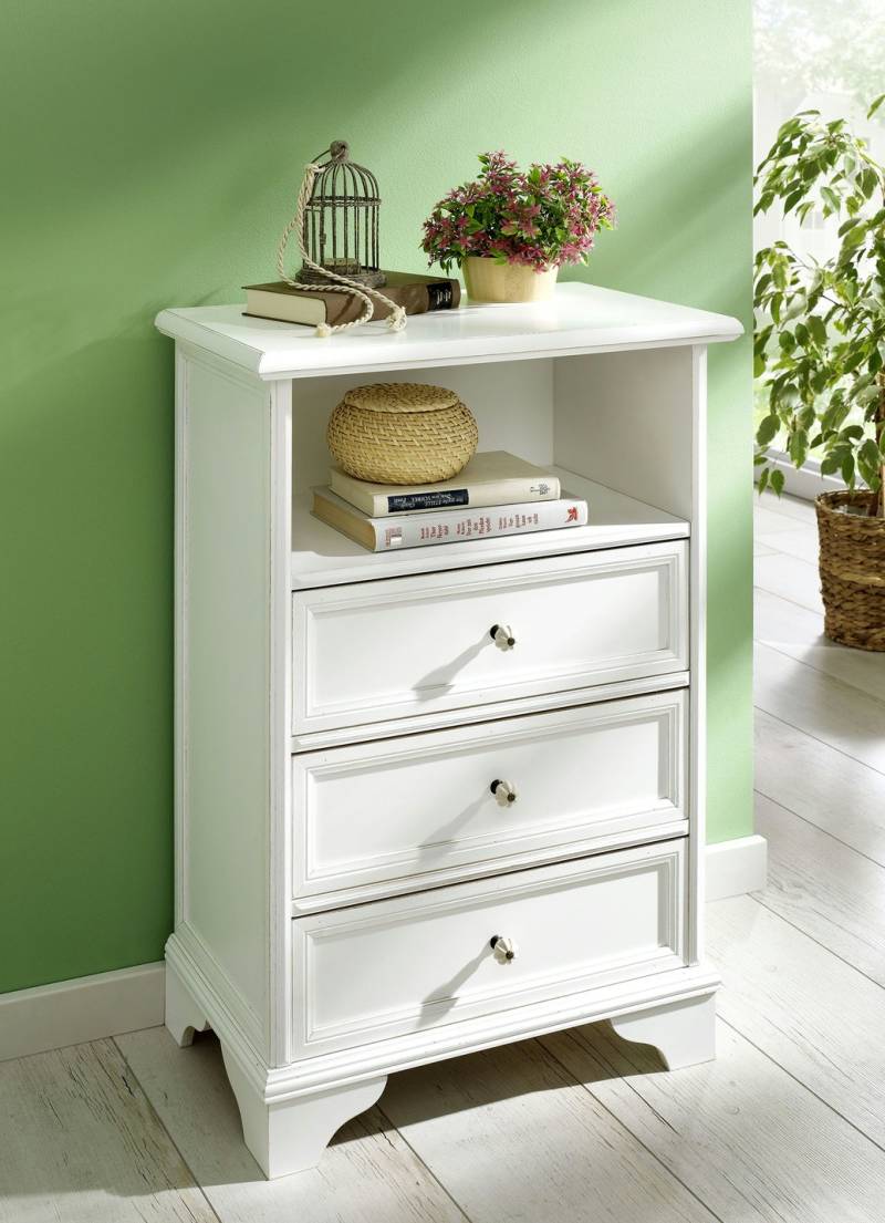 Teilmassive Kommoden mit Metallknöpfen, Schubladenkommode, Weiss Teilmassive Kommoden mit Metallknöpfen, Schubladenkommode, Weiss von BADER