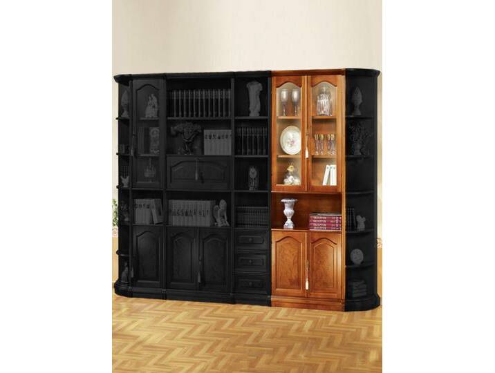 Teilmassive Möbelserie mit Echtholzfurnier, Vitrine, Kirschbaum von BADER