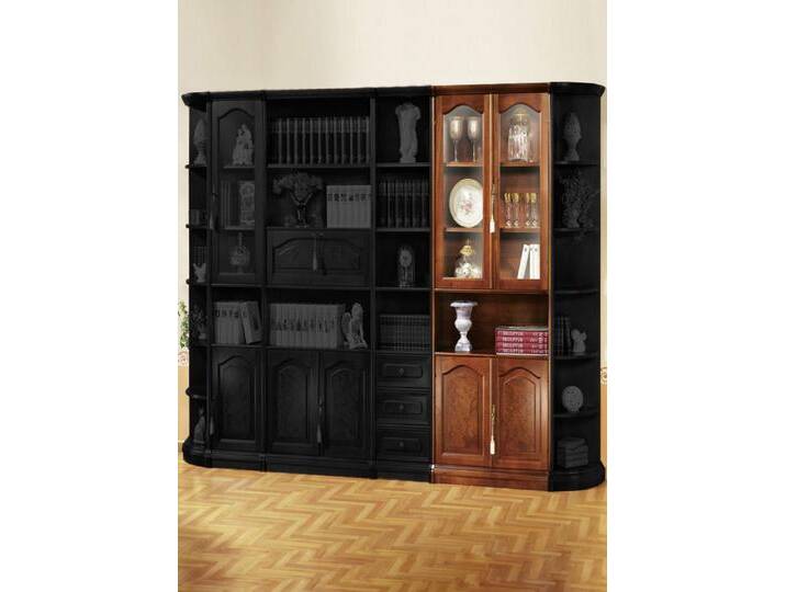 Teilmassive Möbelserie mit Echtholzfurnier, Vitrine, Nussbaum von BADER