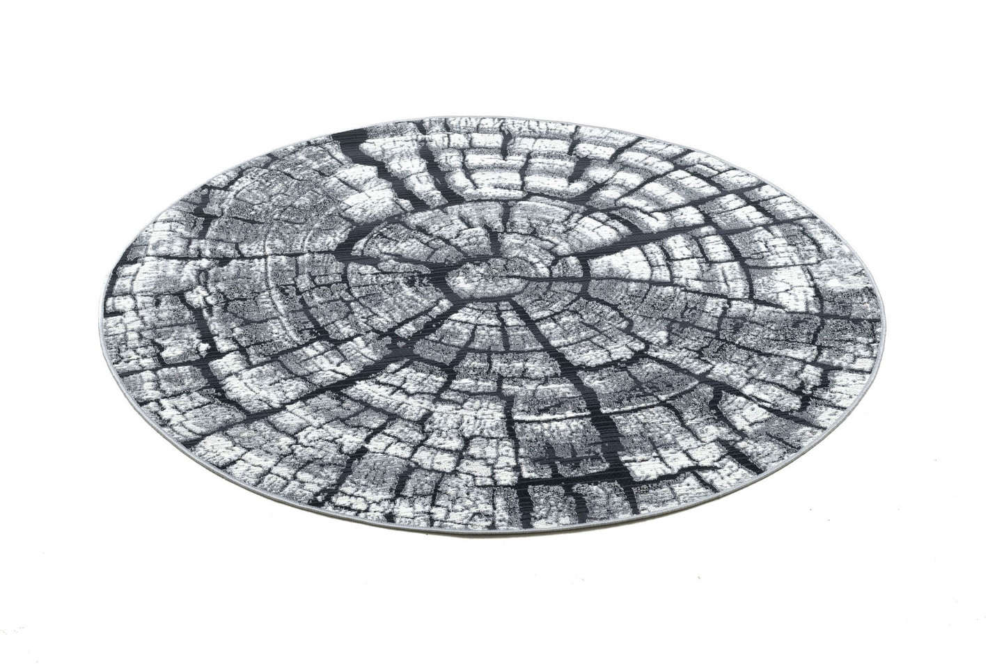 Teppich im naturnahen Baumstamm-Design, Größe 305 (ø 160 cm), Grau von BADER
