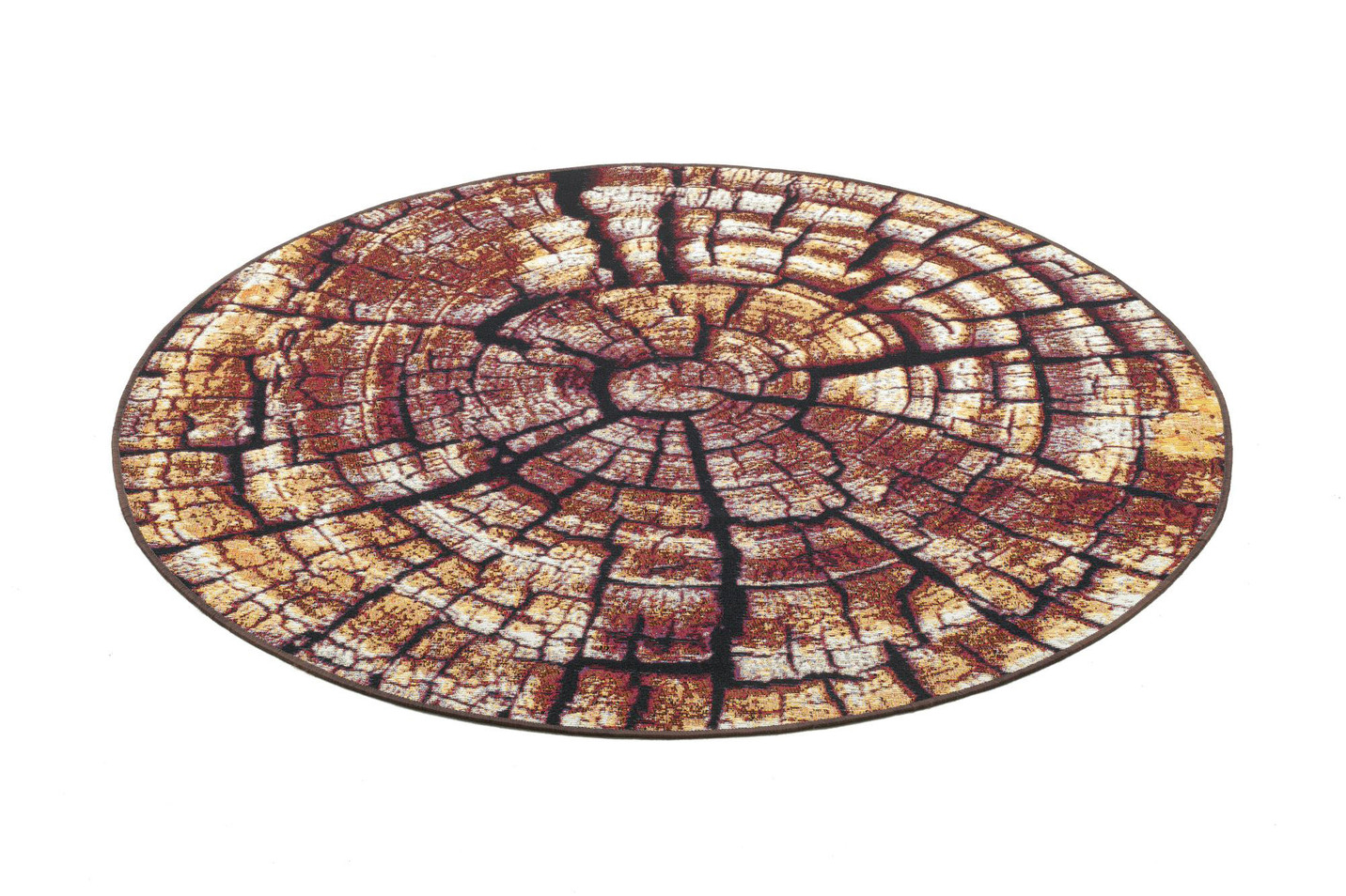Teppich im naturnahen Baumstamm-Design, Größe 306 (ø 200 cm), Braun von BADER