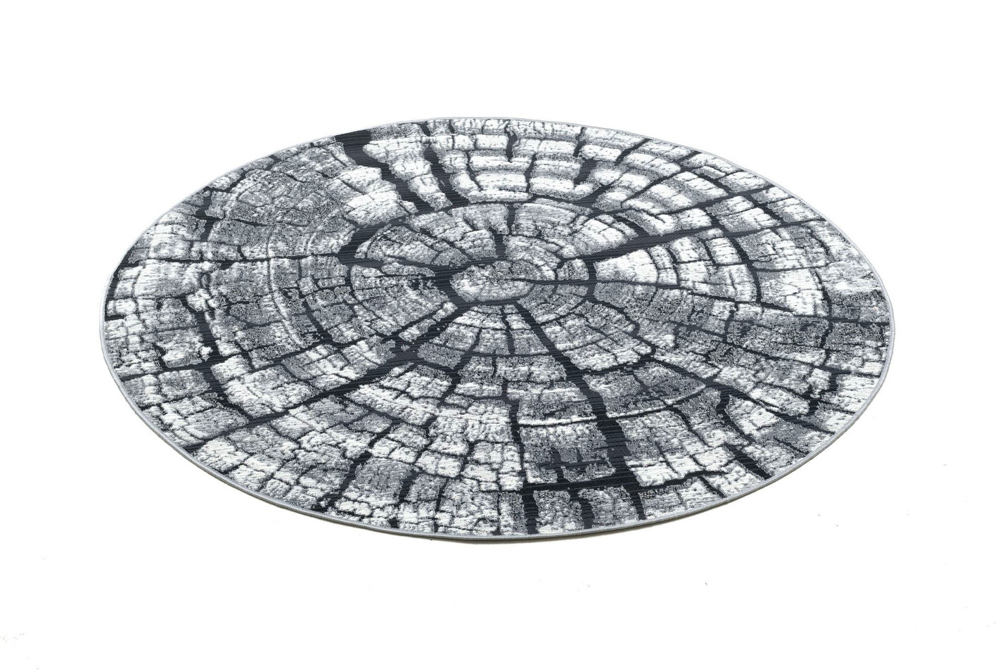 Teppich im naturnahen Baumstamm-Design, Größe 306 (ø 200 cm), Grau von BADER