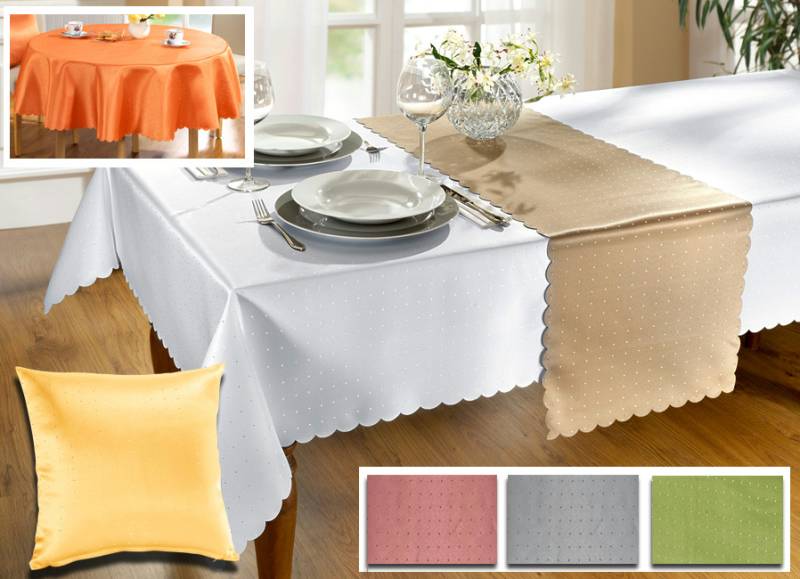 Zeitlose Tisch- und Raumdekoration in Jacquard-Qualität, Größe 240 (Tischdecke rund, ø 170 cm), Vanille von BADER