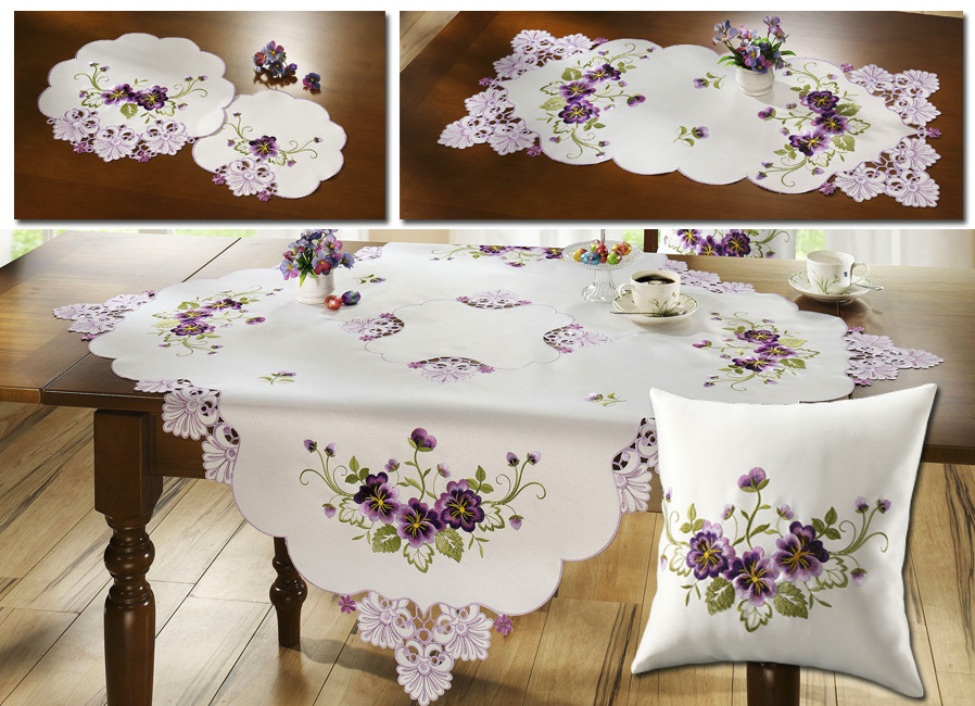 Tisch- und Raumdekoration mit Blüten in Spitzen-Optik, Größe 185 (Tischdecke, 85/ 85 cm), Sekt von BADER