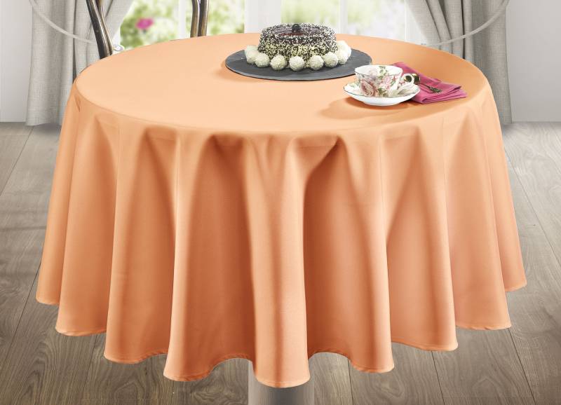 Tisch- und Raumdekoration mit Fleckenschutz-Ausrüstung, Größe 200 (Tischdecke rund, ø 160 cm), Orange von BADER