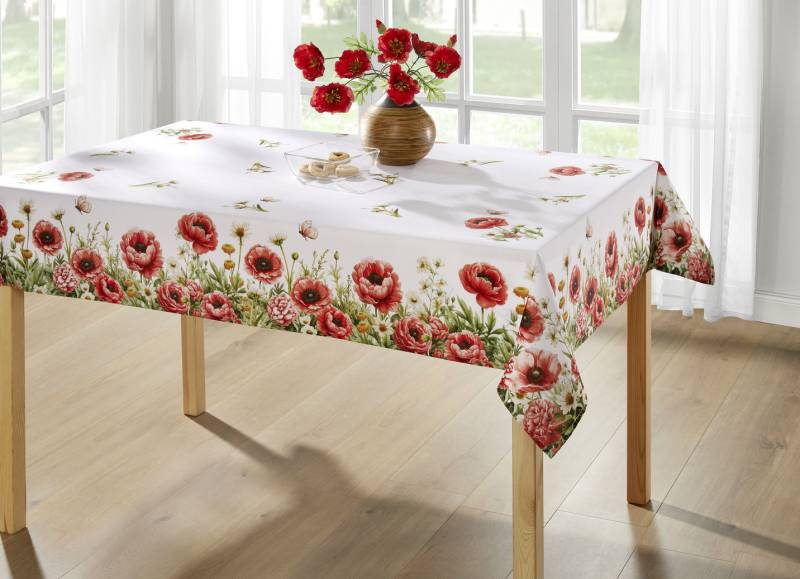 Tisch- und Raumdekoration mit Mohnblumen-Motiv, Größe 192 (Tischdecke, 110x160 cm), Multicolor von BADER