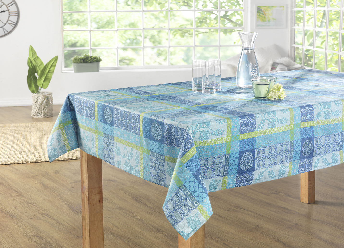 Pflegeleichte Tischdecke aus 100% Baumwolle, Größe 130 (Tischdecke, 130/160 cm), Blau von BADER
