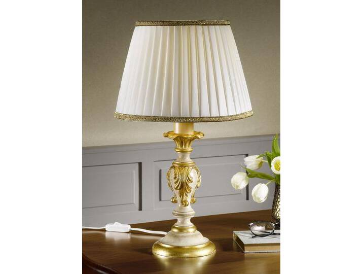 Tischleuchte mit echt Blattgold, Creme-Gold von BADER
