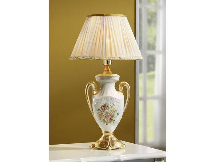 Tischleuchte mit echter Blattgoldauflage, Creme-Gold von BADER