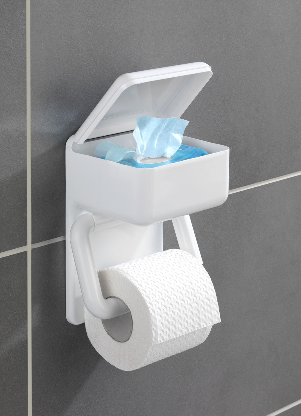 Toilettenpapierhalter 2-in-1, Weiss von BADER