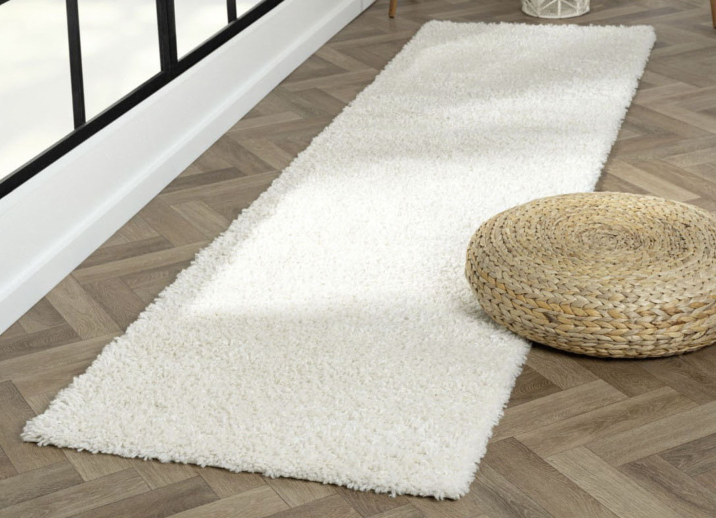 Traumhaft flauschige Brücken und Teppiche in Shaggy-Qualität, Größe 112 (Brücke 70x140 cm), Creme von BADER