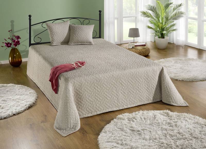 Traumhafte Tagesdecke, Größe 873 (für Einzelbett, 140x200 cm), Taupe von BADER