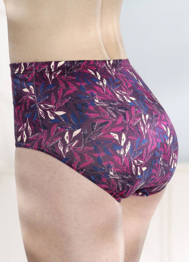 Viererpack Slipsmit Gummizug im Bund, Burgund-Jeansblau-Azalee-Bunt, Größe 46 von BADER