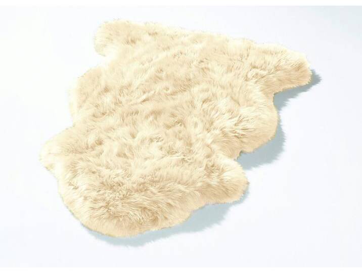 Vorleger aus echtem Merino-Lammfell, Größe 002 (Vorleger, Länge ca. 100 cm), Beige von BADER