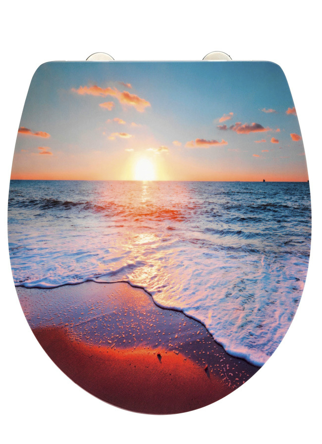 WC-Sitz mit eindrucksvollem Motiv Sonnenuntergang am Meer, Bunt von BADER