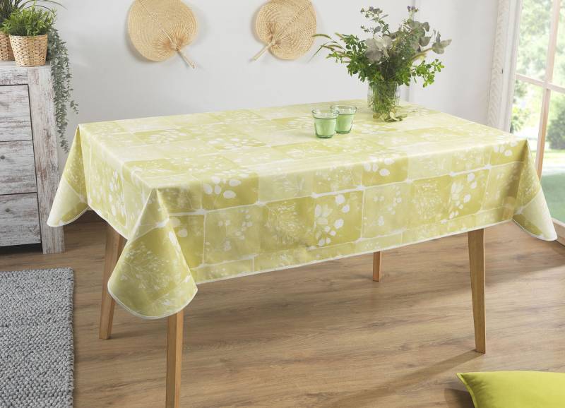 Wachstuch-Tischdecke in toller Patchwork-Optik, Größe 108 (Tischdecke, 80/ 80 cm), Grün von BADER