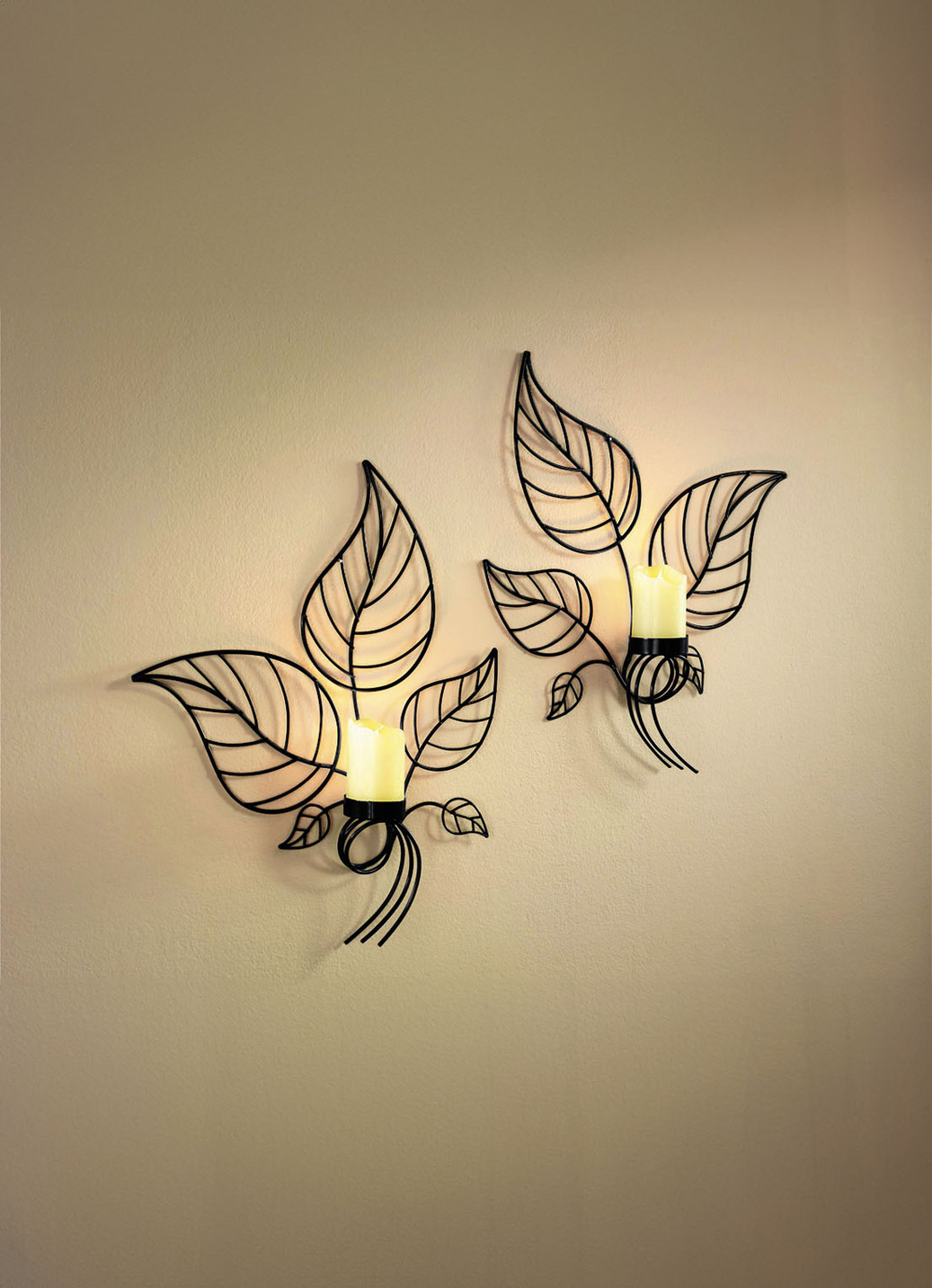 Wandkerzenhalter, 2er-Set, mit LED-Echtwachskerzen, Wandkerzenhalter, 2er-Set, mit LED-Echtwachskerzen, von BADER