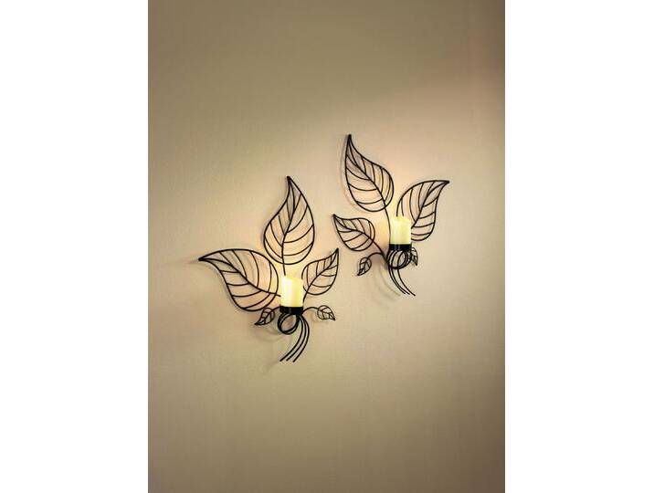 Wandkerzenhalter, 2er-Set, mit LED-Echtwachskerzen, von BADER