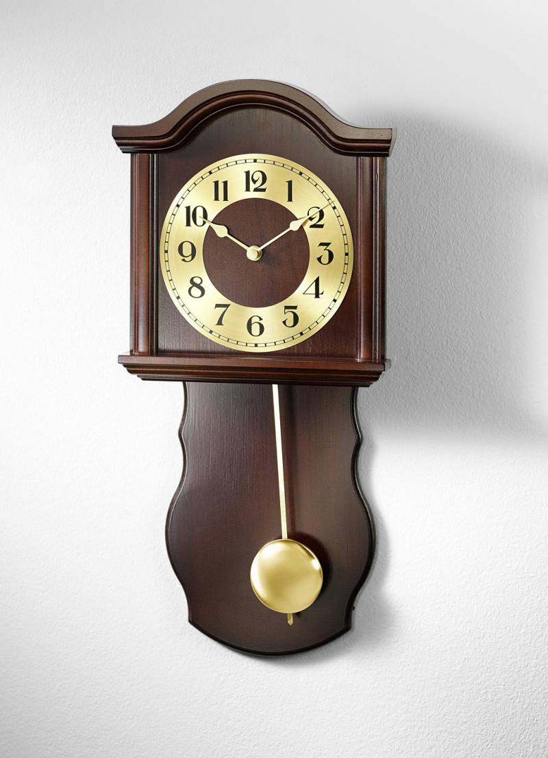 Wanduhr aus Holz mit Funkuhrwerk, Nussbaum von BADER