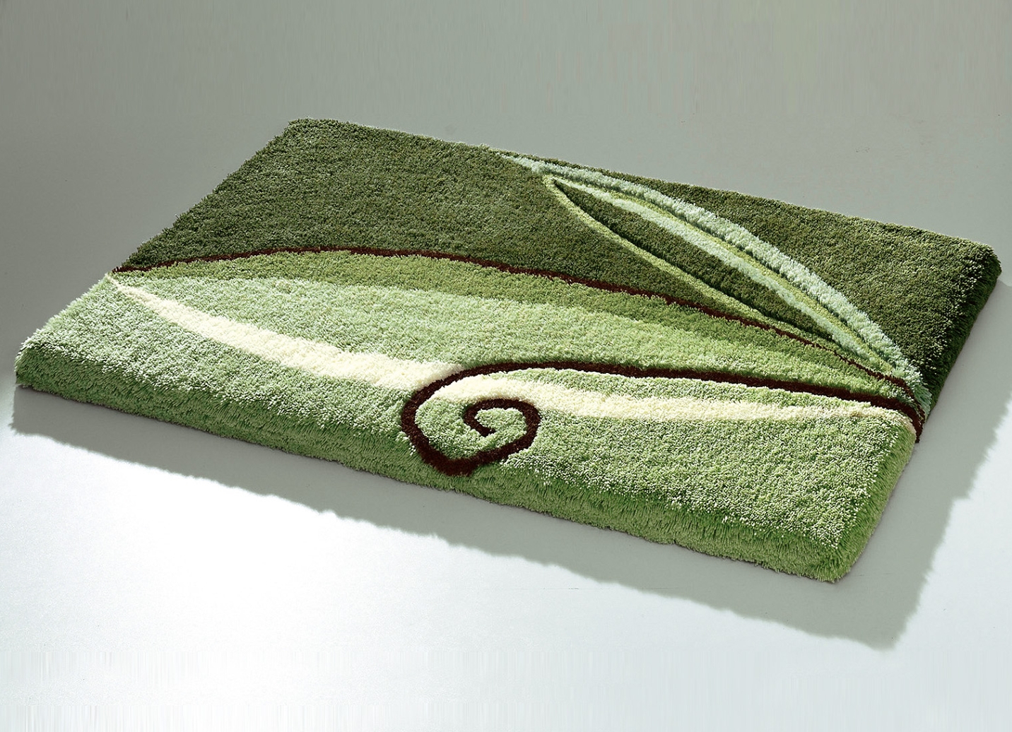 Weiche Badgarnitur mit rutschhemmender Rückseite, Größe 100 (Vorleger, halbrund 50x 80 cm), Grün von BADER