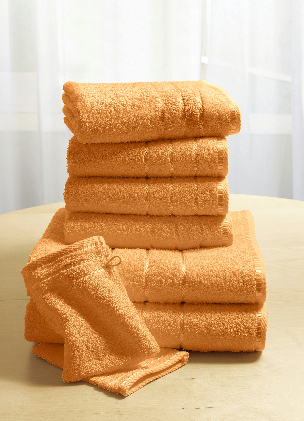 Weiche Walkfrottier-Handtücher aus dichtem Schingenflor, Größe 200 (2 Handtücher, 50x90 cm), Mandarine von BADER