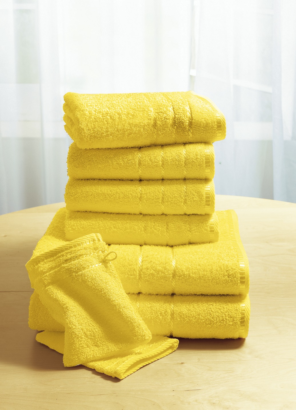 Weiche Walkfrottier-Handtücher aus dichtem Schingenflor, Größe 201 (2 Gästehandtücher, 30x50 cm), Gelb von BADER